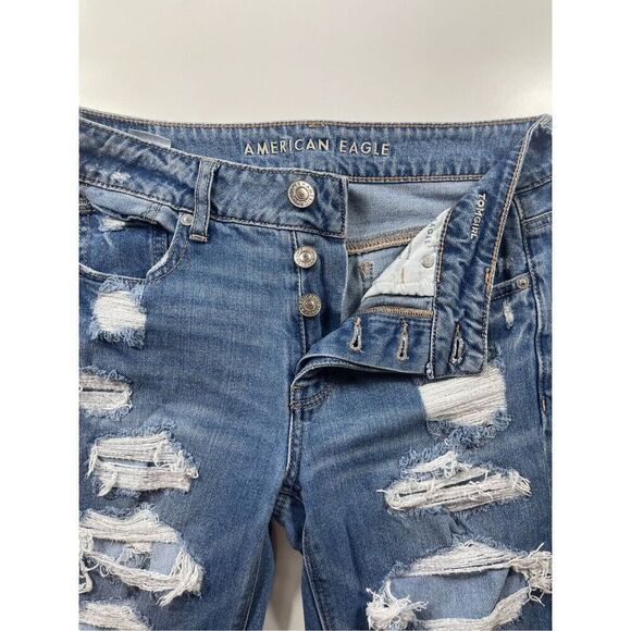 American Eagle Tomgirl Jeans High Waist Skinny Womens 4 Slim Leg Distressed - Picture 8 of 8